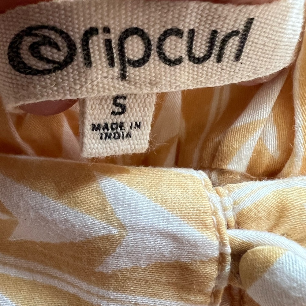 Rip Curl Mustard Geometric Midi Skirt Button Front Surf Resort Boho Size S - Picture 4 of 5